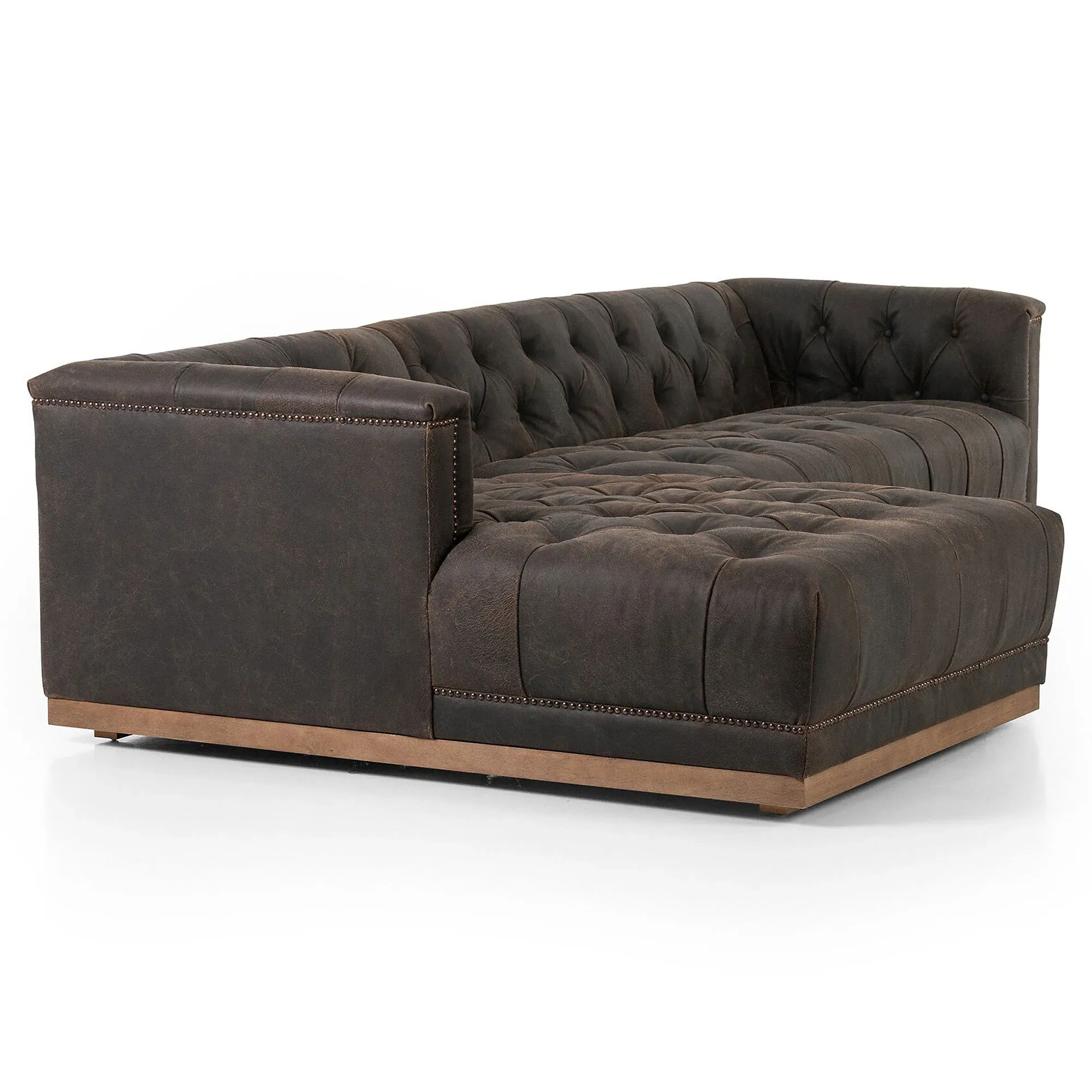 Emmy Large Right-Facing Sectional - Vintage Black, Leather