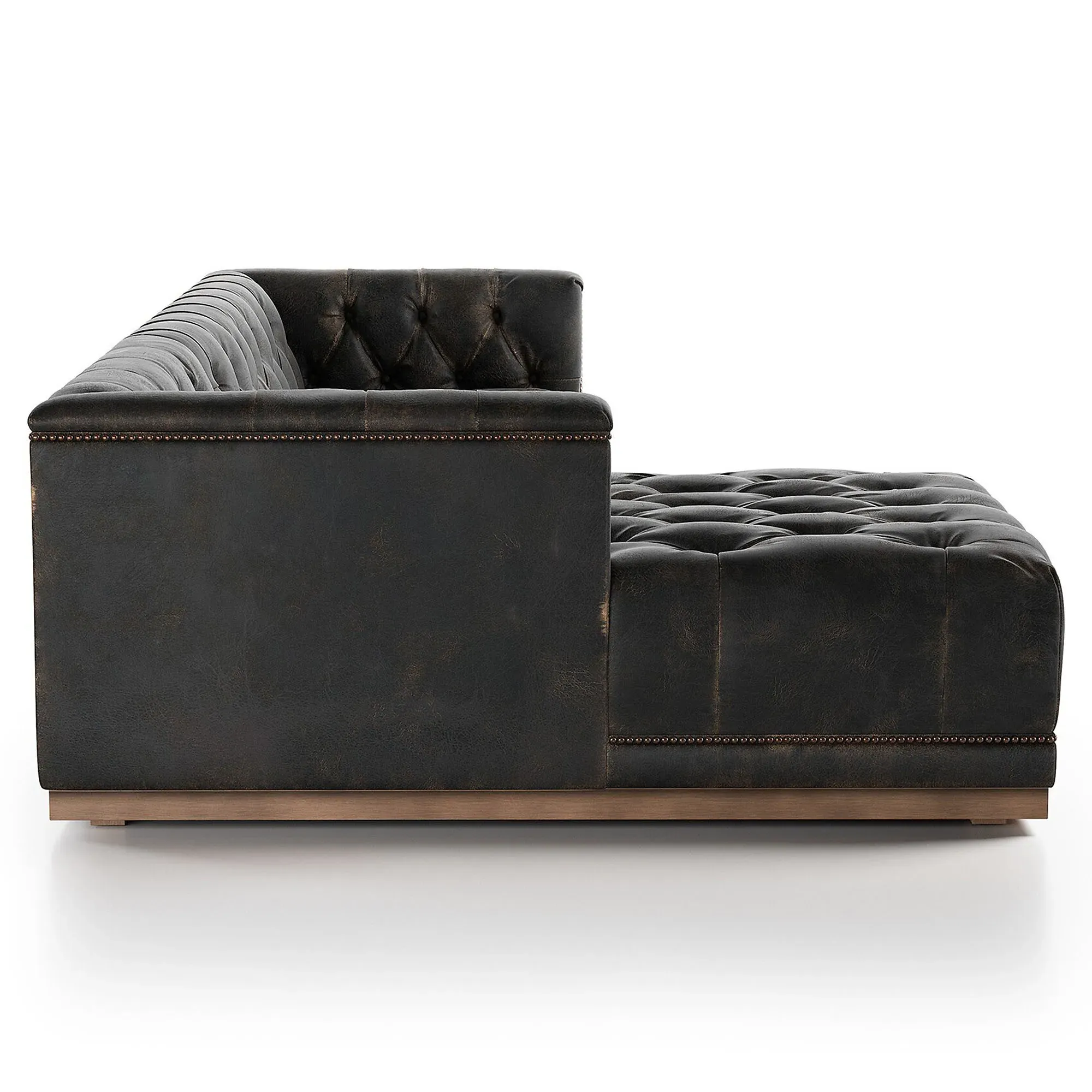 Emmy Large Right-Facing Sectional - Vintage Black, Leather