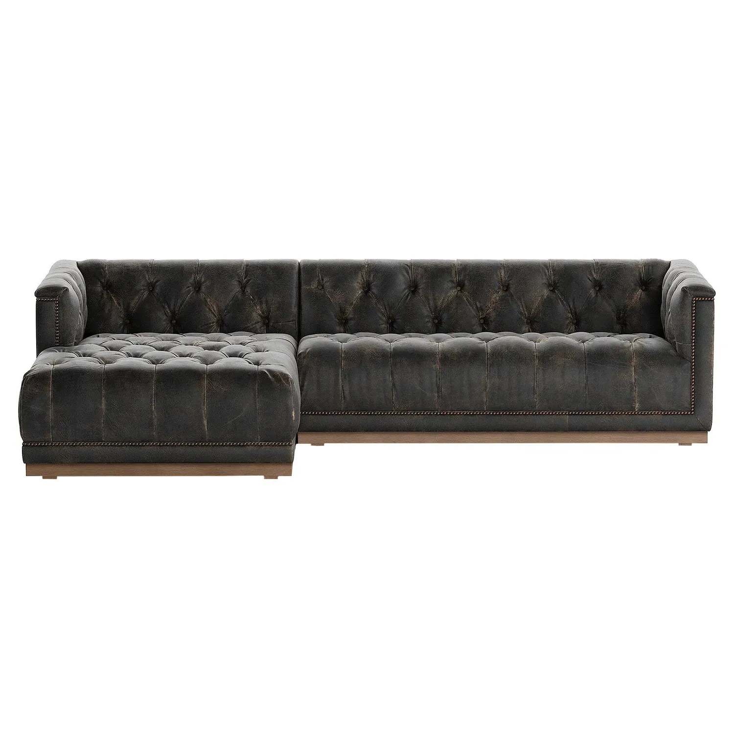 Emmy Large Right-Facing Sectional - Vintage Black, Leather