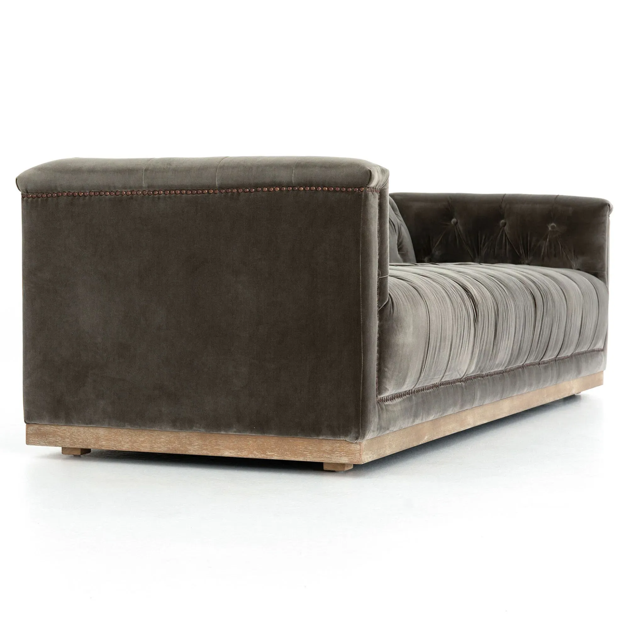 Emmy Large Sofa with Nailhead Trim - Grey, Velvet