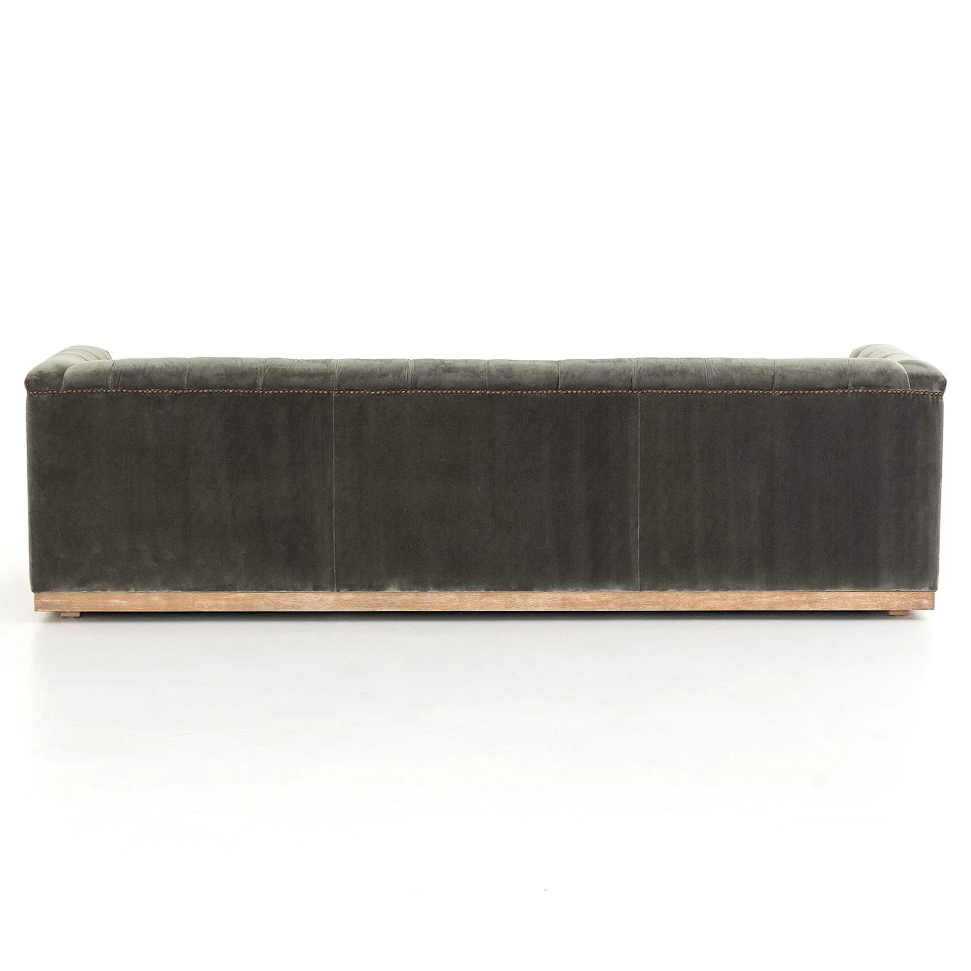 Emmy Large Sofa with Nailhead Trim - Grey, Velvet