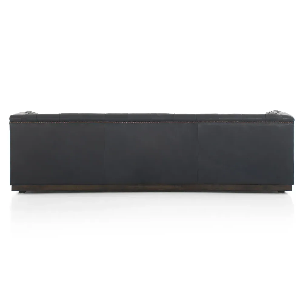 Emmy Large Tufted Nailhead Sofa - Black, Leather
