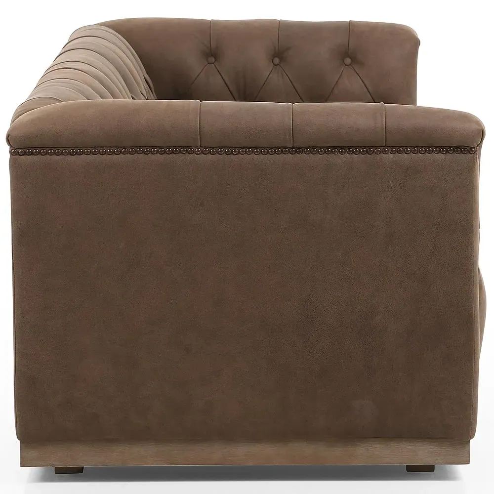 Emmy Large Tufted Nailhead Sofa - Umber Grey, Leather