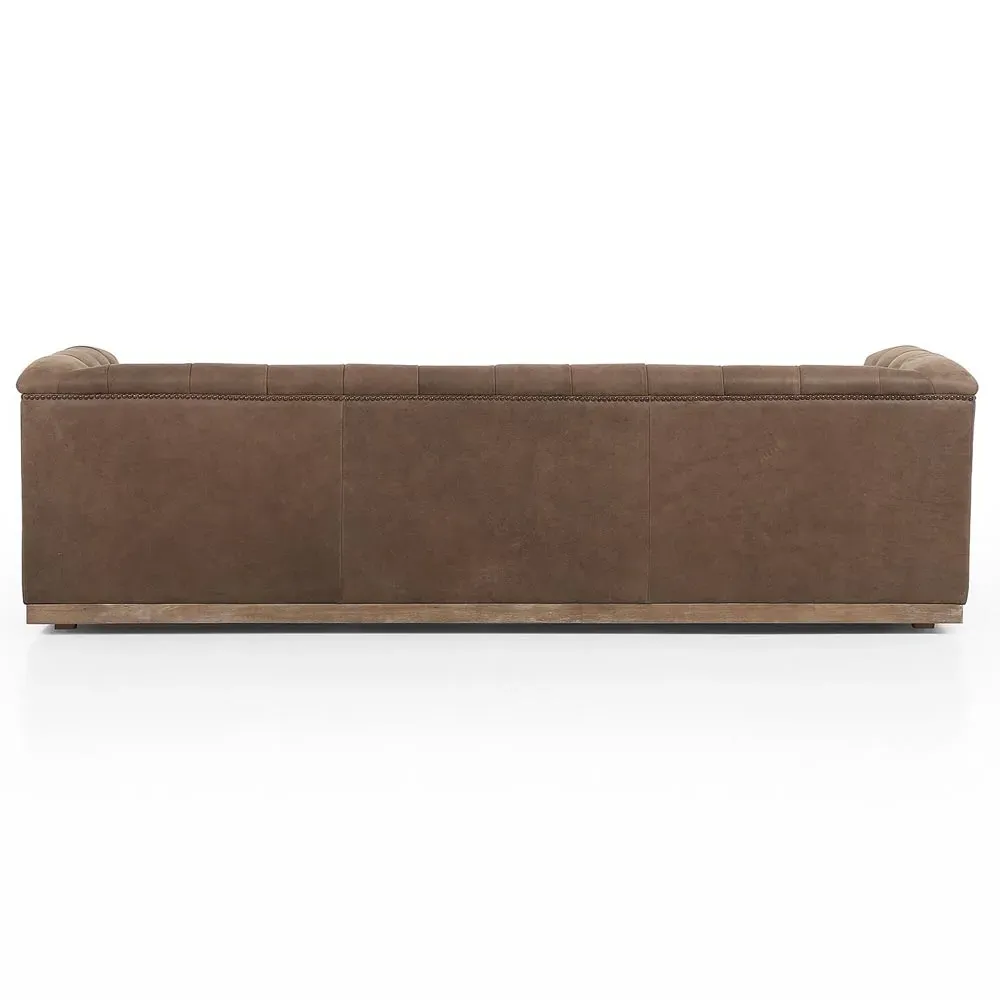 Emmy Large Tufted Nailhead Sofa - Umber Grey, Leather