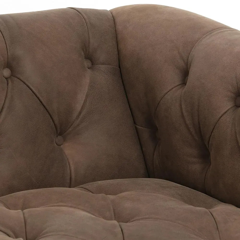 Emmy Large Tufted Nailhead Sofa - Umber Grey, Leather