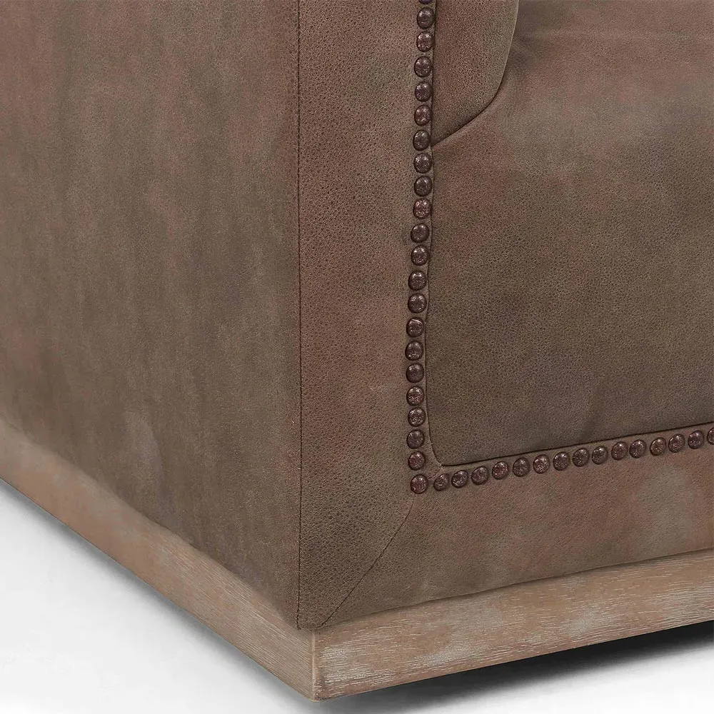 Emmy Large Tufted Nailhead Sofa - Umber Grey, Leather