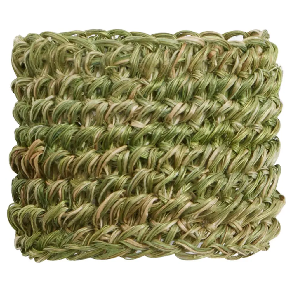 Emmy Napkin Ring Set of 4 - Green, Crochet Raffia image