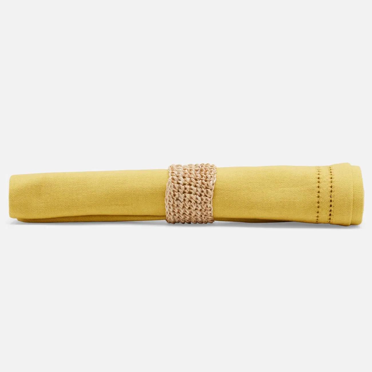 Emmy Napkin Ring Set of 4 - Natural, Crochet Raffia