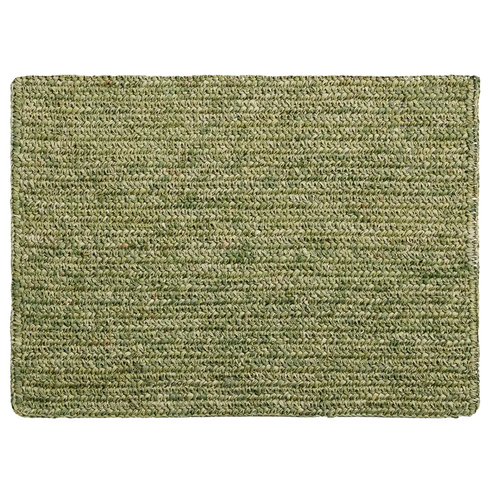 Emmy Rectangular Placemat Set of 4 - Green, Crochet Raffia