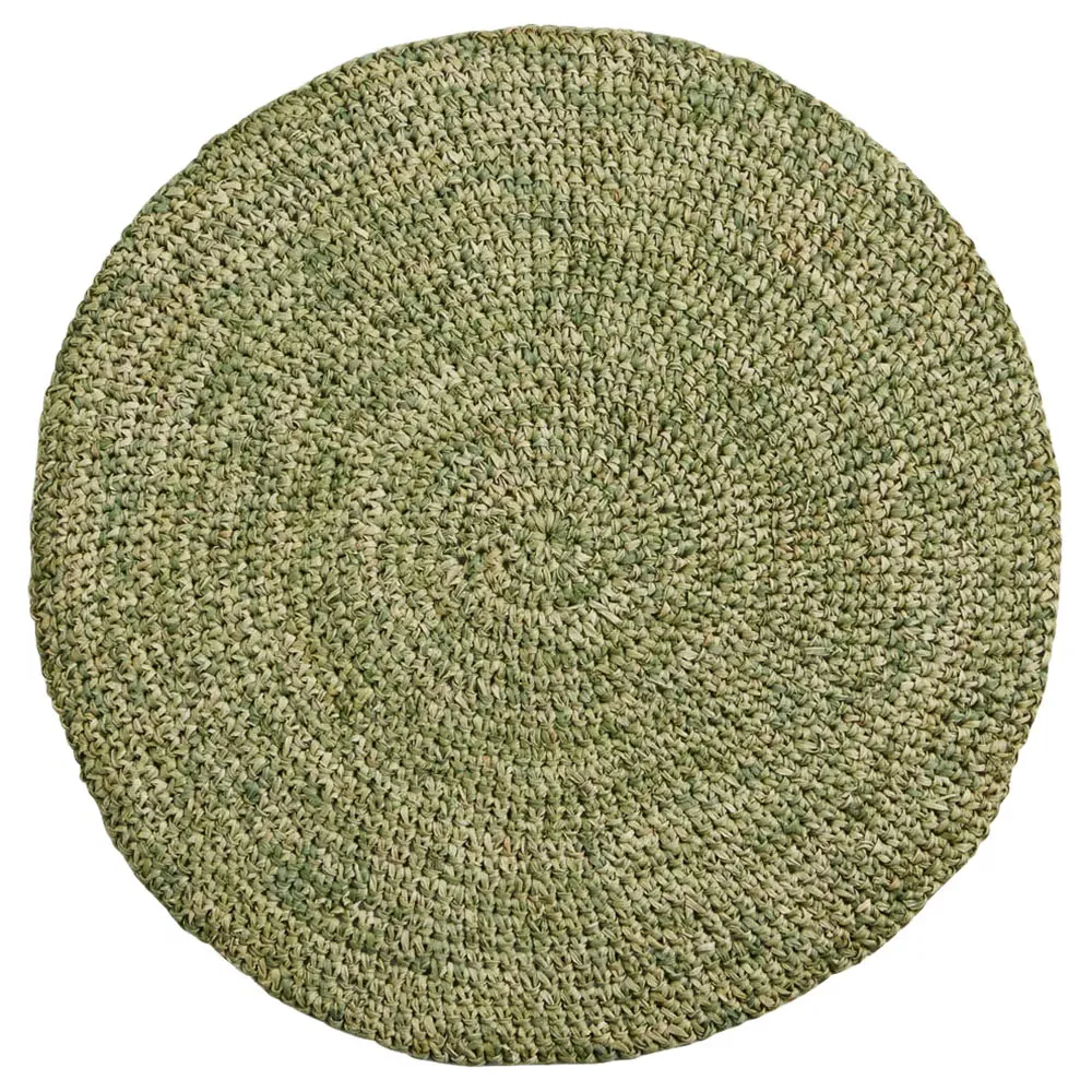 Emmy Round Placemat Set of 4 - Green, Crochet Raffia