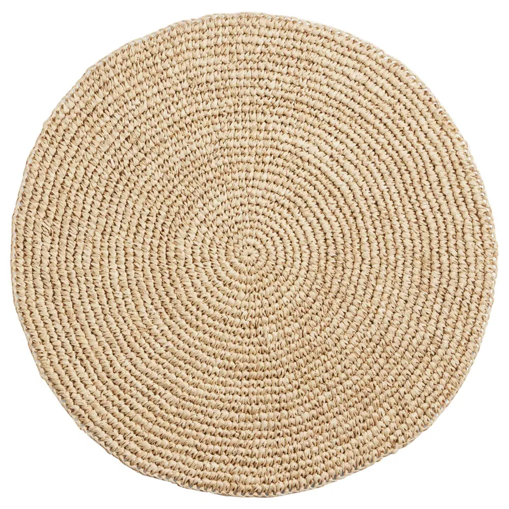 Emmy Round Placemat Set of 4 - Natural, Crochet Raffia