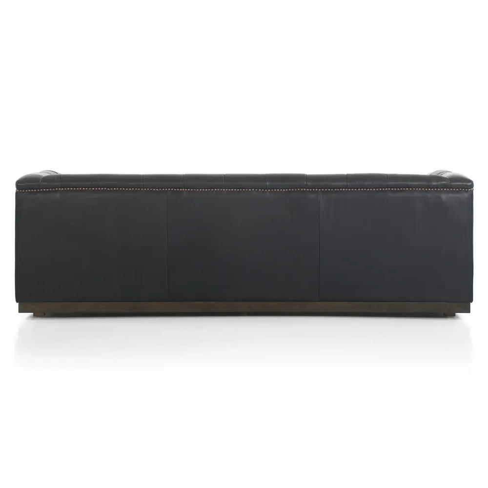 Emmy Small Tufted Nailhead Sofa - Black, Leather