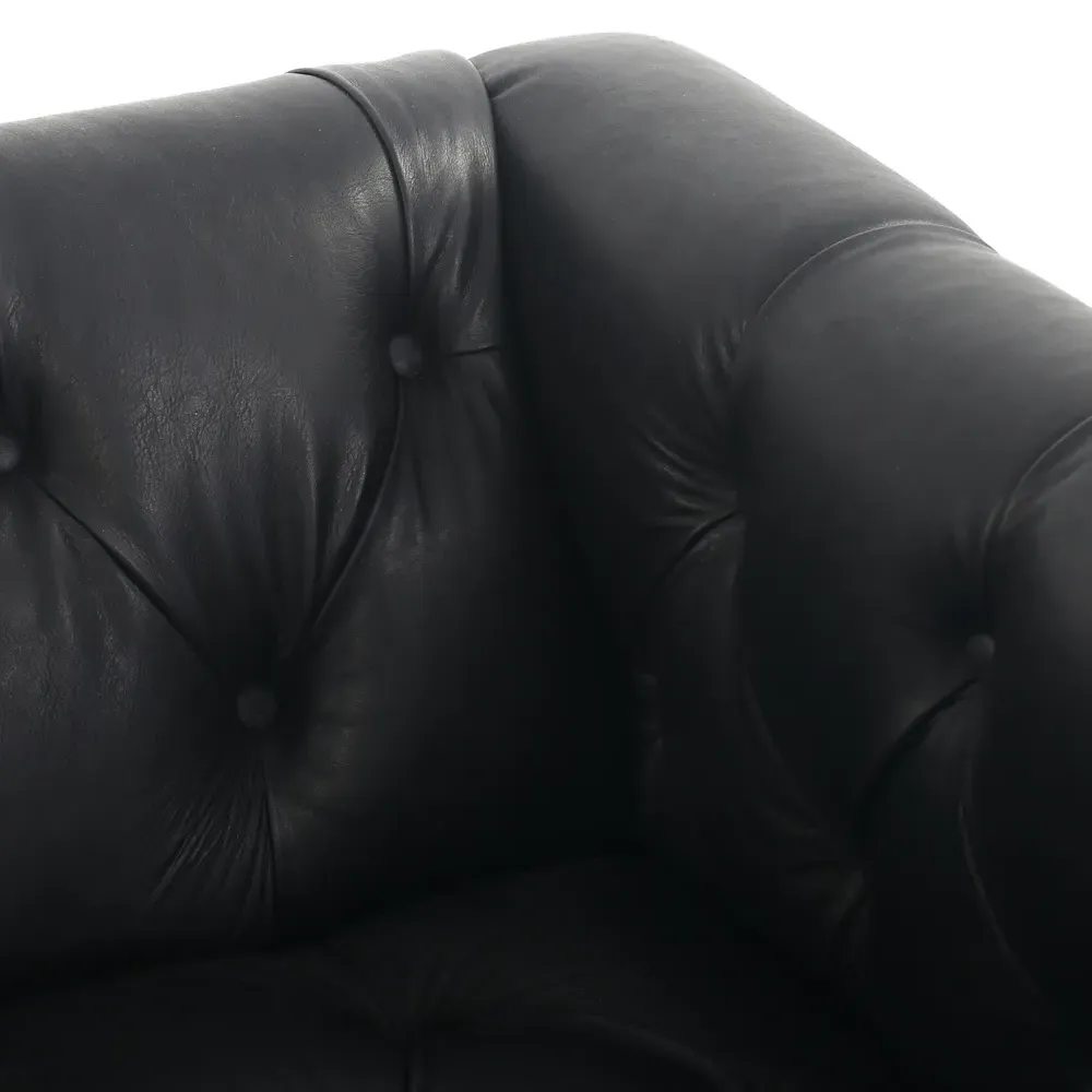 Emmy Small Tufted Nailhead Sofa - Black, Leather