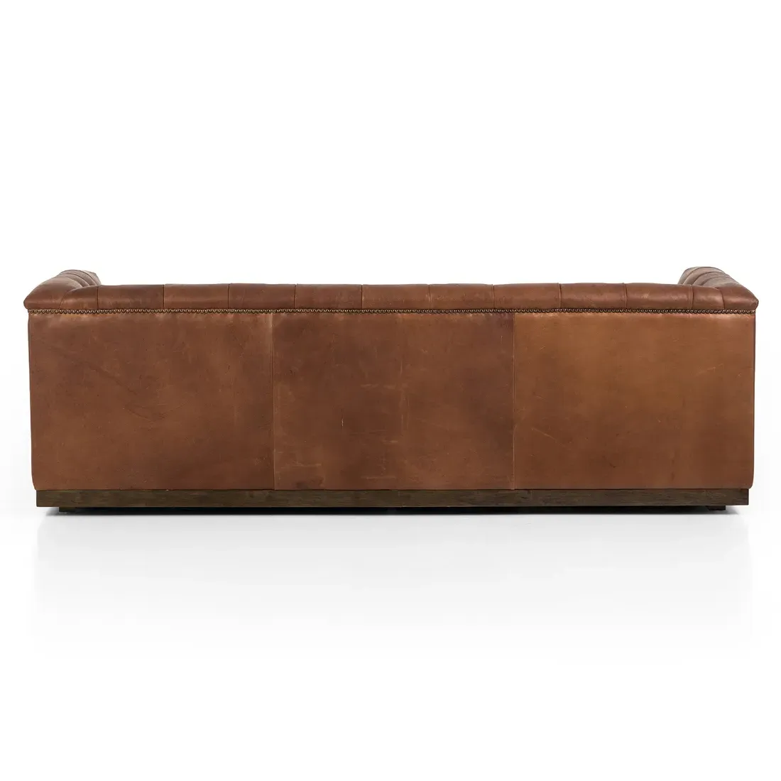 Emmy Small Tufted Nailhead Sofa - Warm Brown, Leather