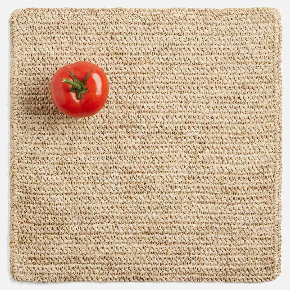 Emmy Square Placemat Set of 4 - Natural, Crochet Raffia