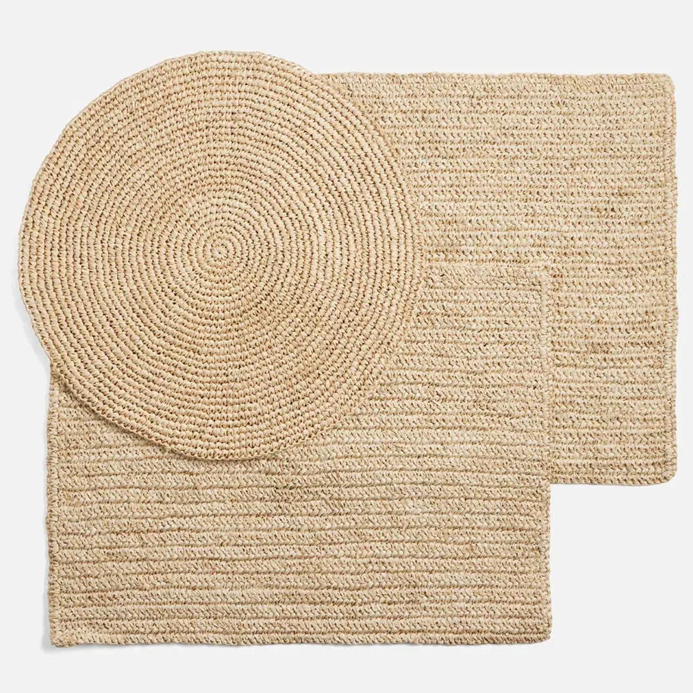 Emmy Square Placemat Set of 4 - Natural, Crochet Raffia