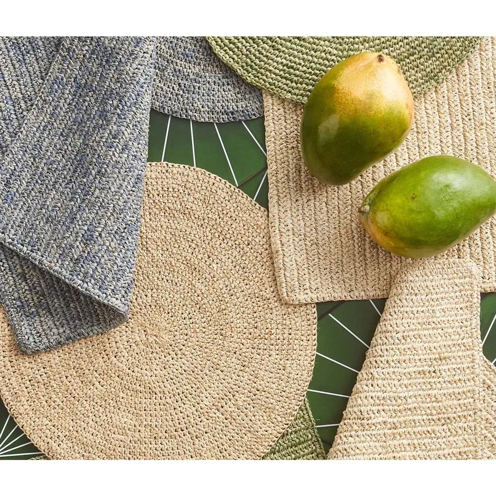 Emmy Square Placemat Set of 4 - Natural, Crochet Raffia