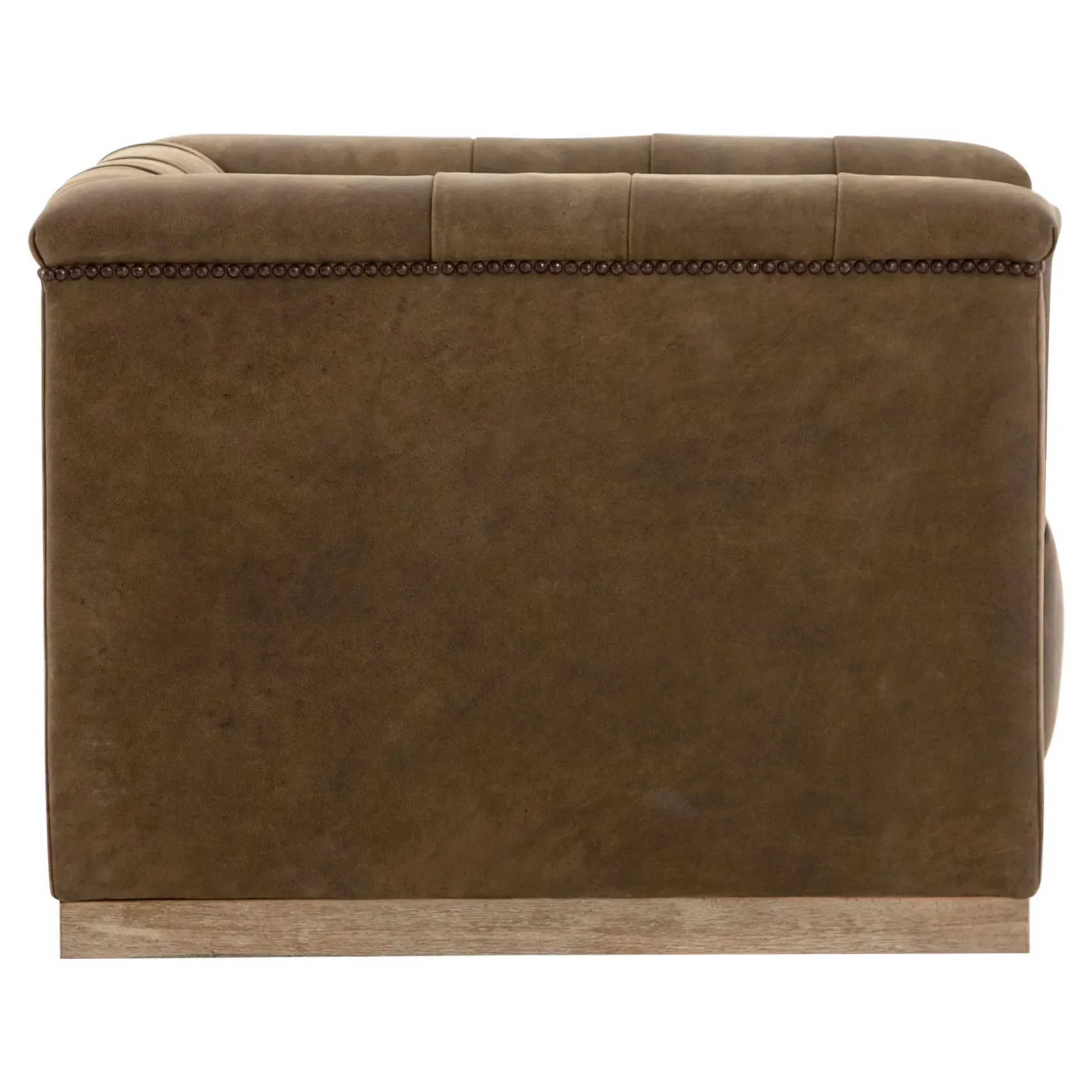 Emmy Tufted Swivel Club Chair - Dark Brown, Leather