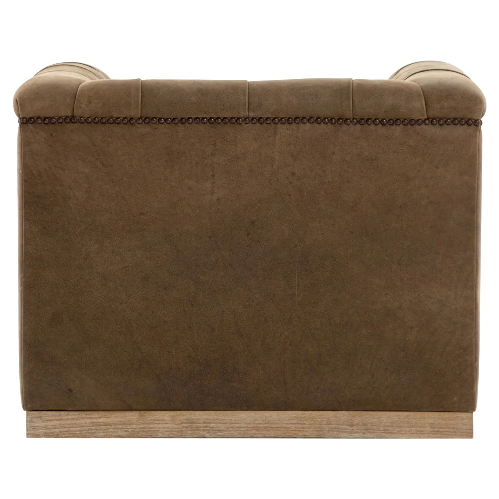 Emmy Tufted Swivel Club Chair - Dark Brown, Leather