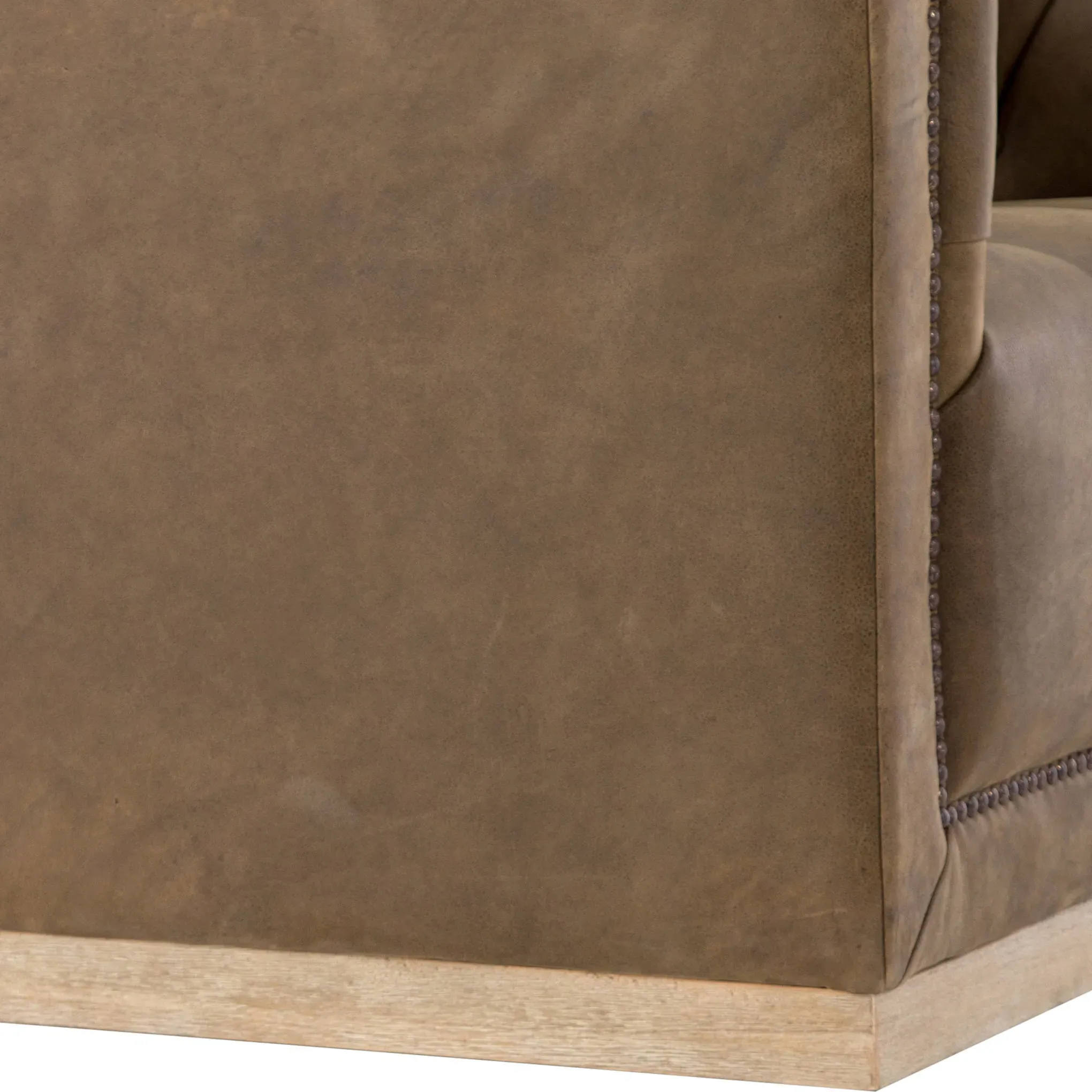 Emmy Tufted Swivel Club Chair - Dark Brown, Leather