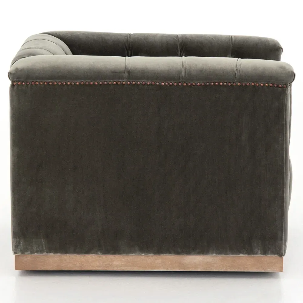 Emmy Tufted Swivel Club Chair - Grey, Velvet