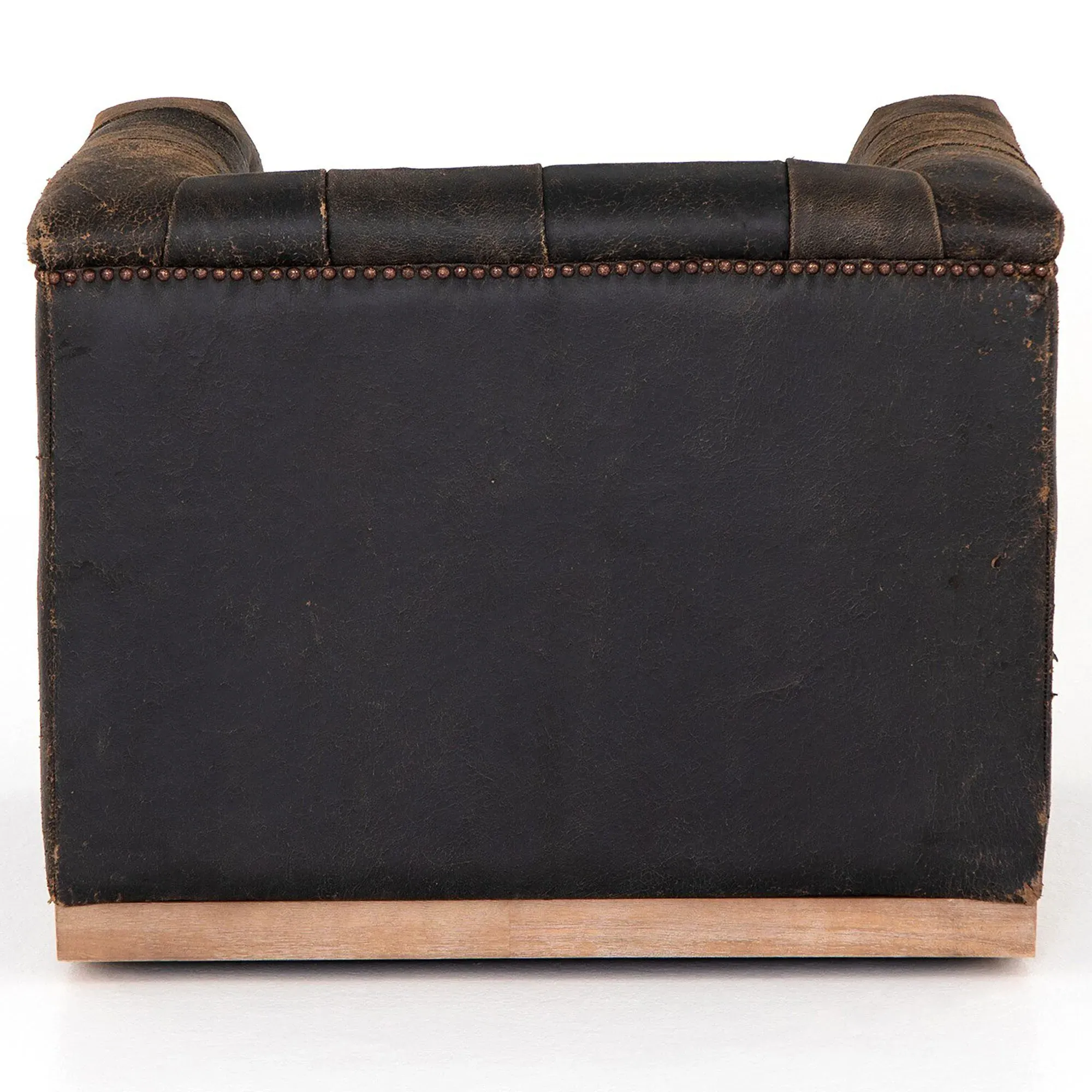 Emmy Tufted Swivel Club Chair - Vintage Black, Leather