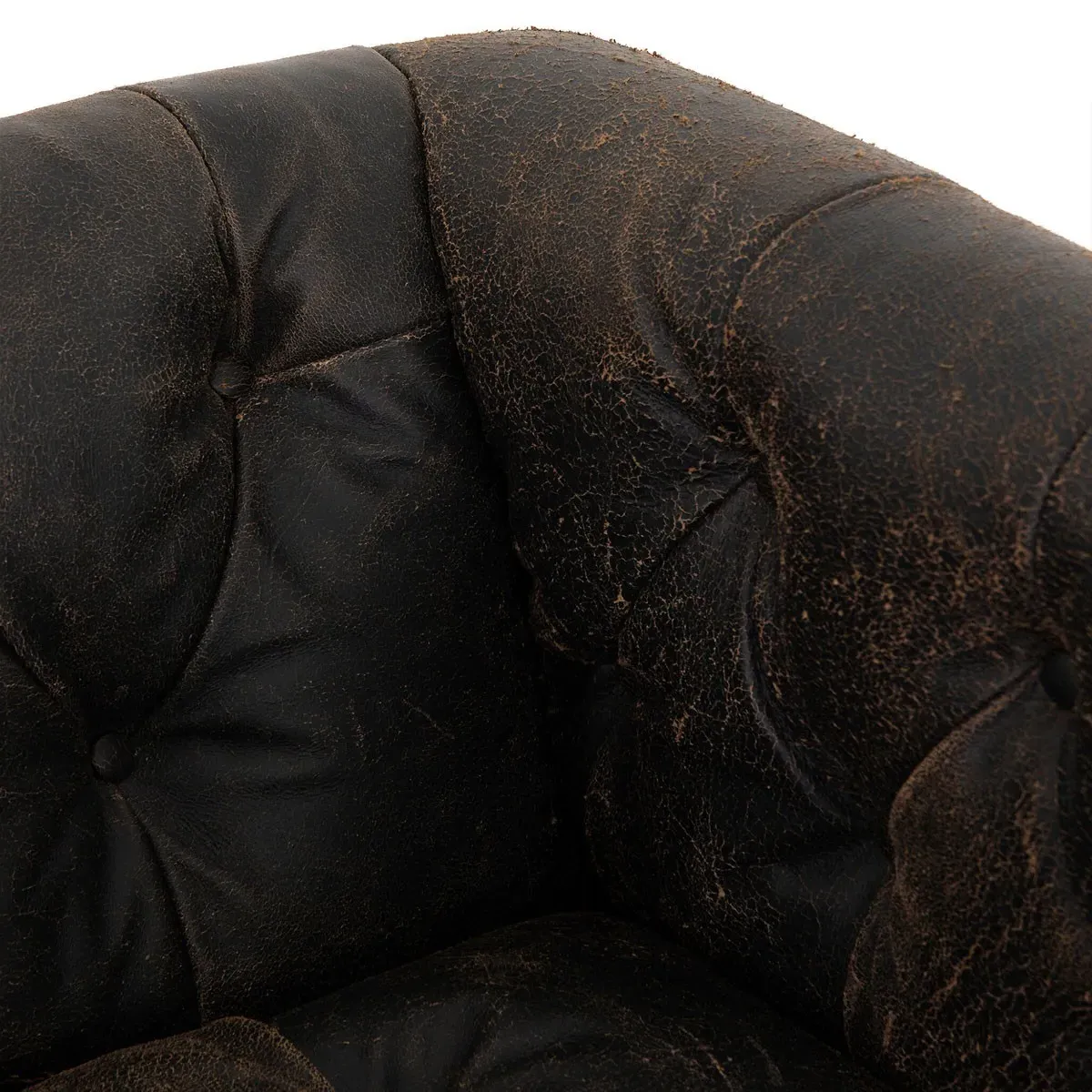 Emmy Tufted Swivel Club Chair - Vintage Black, Leather