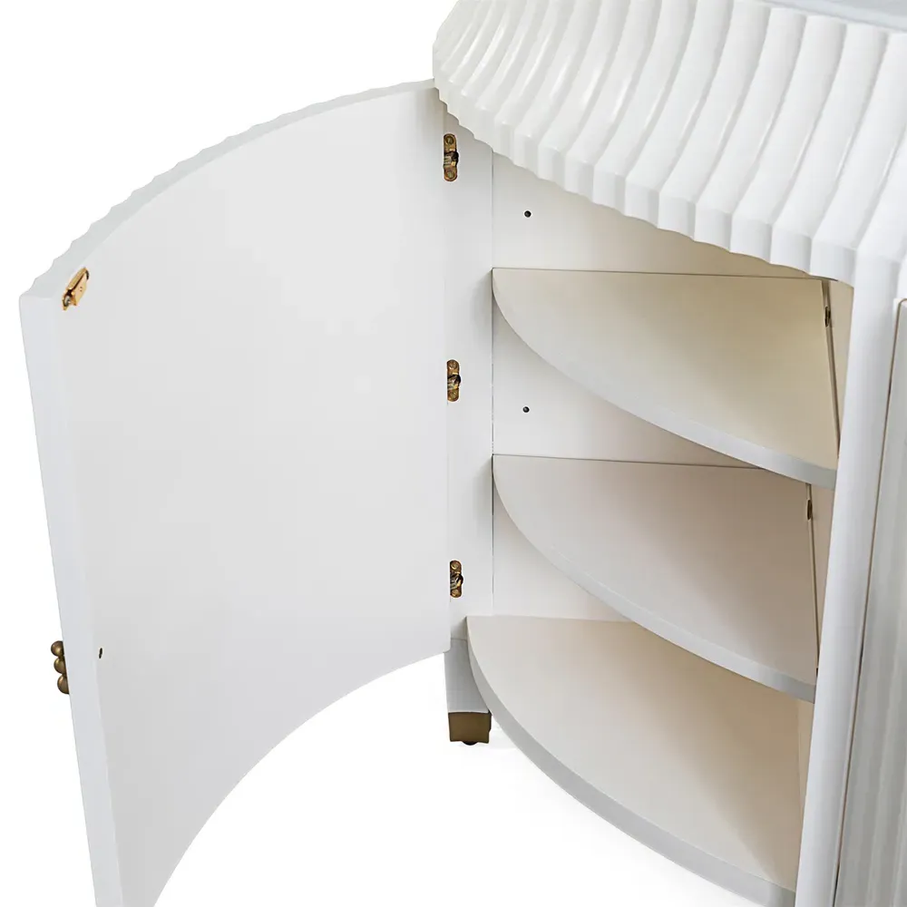 Emrys Fluted Demilune Buffet - White, Marble