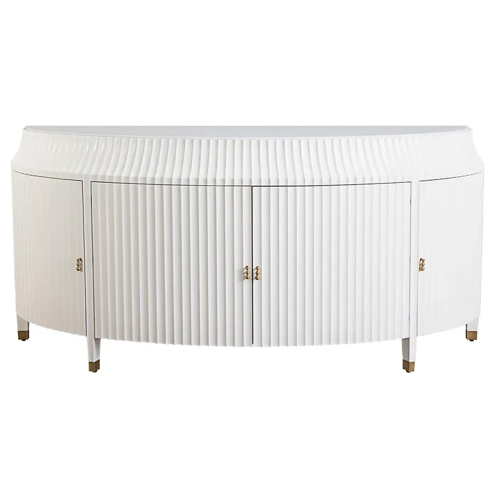Emrys Fluted Demilune Buffet - White, Marble