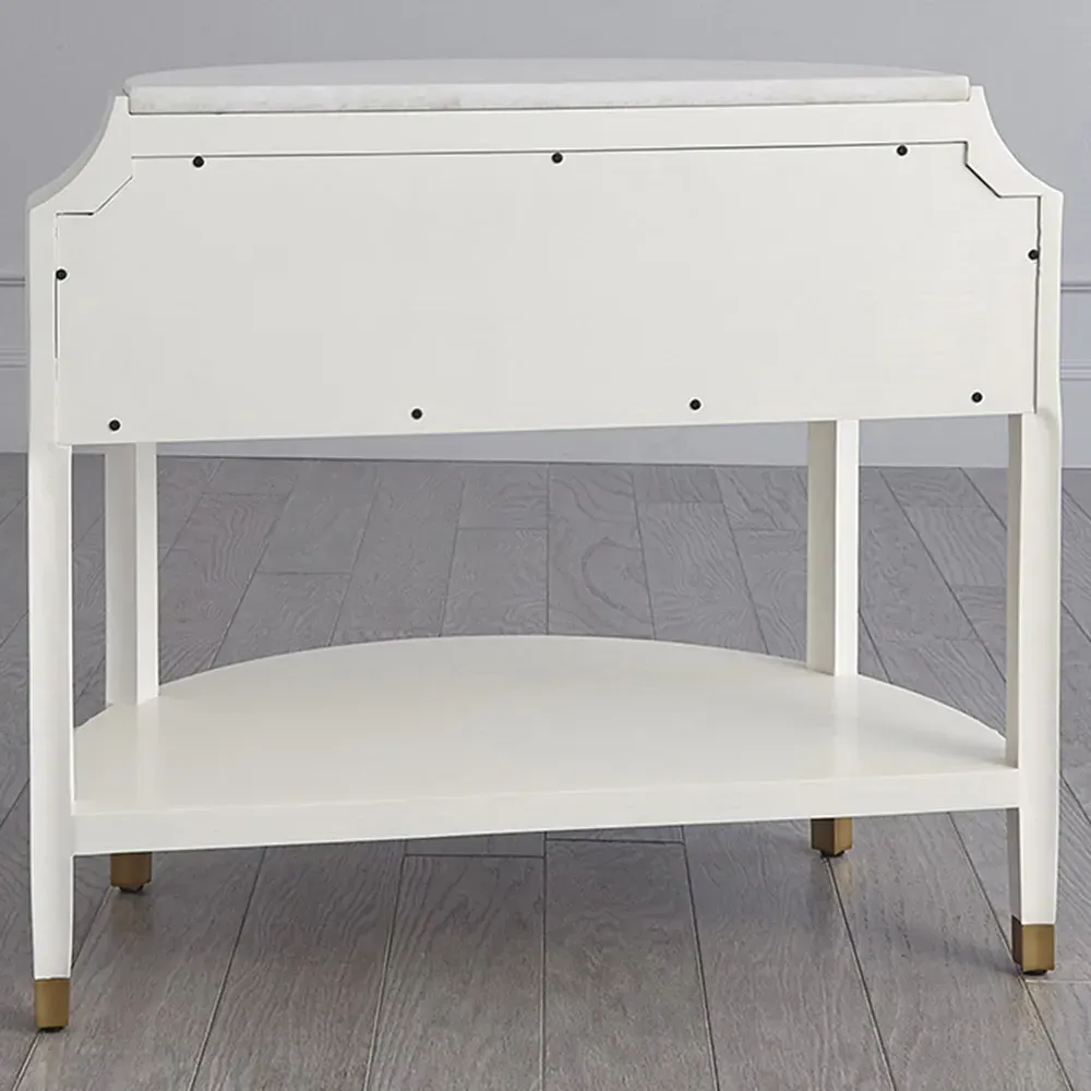 Emrys Fluted Demilune Nightstand - White, Marble