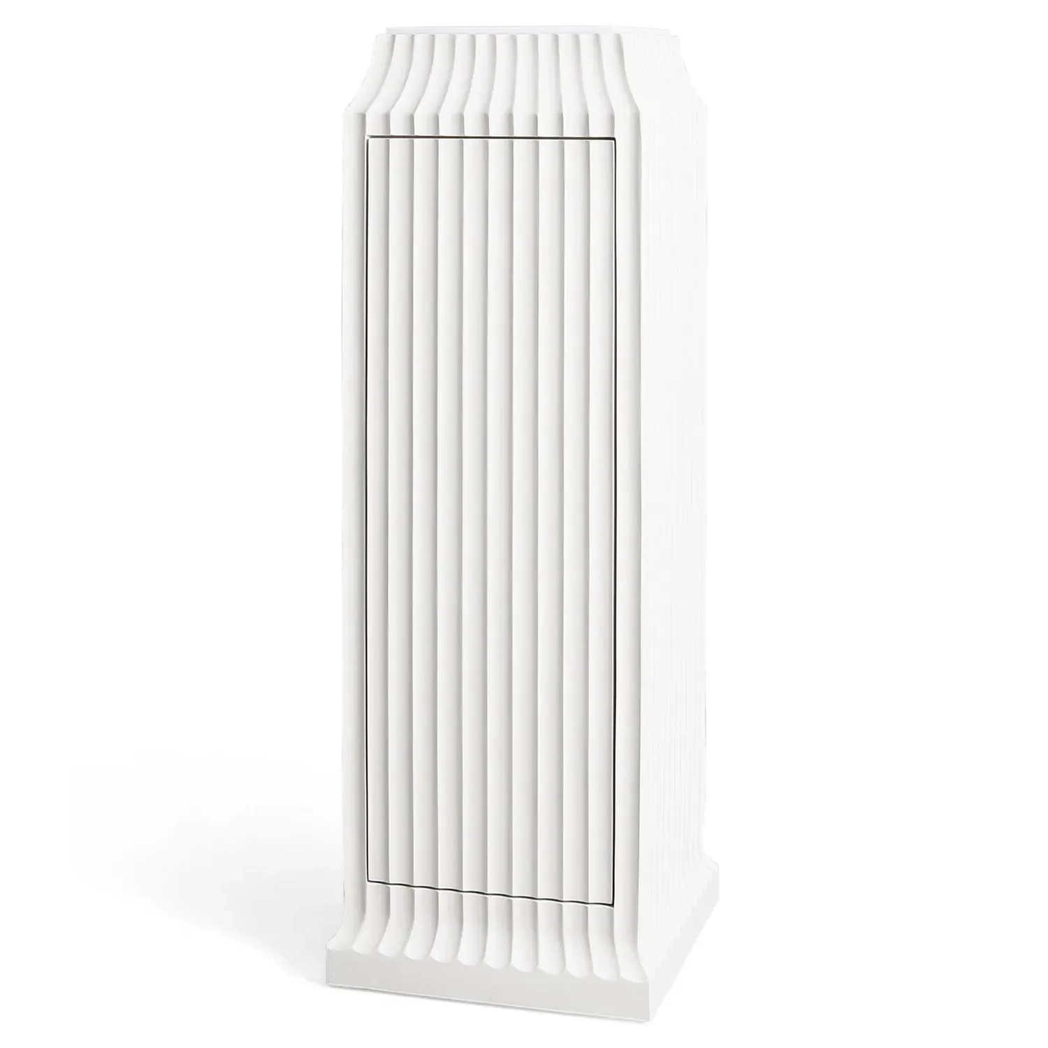 Emrys Fluted Storage Pedestal - Cream, Marble