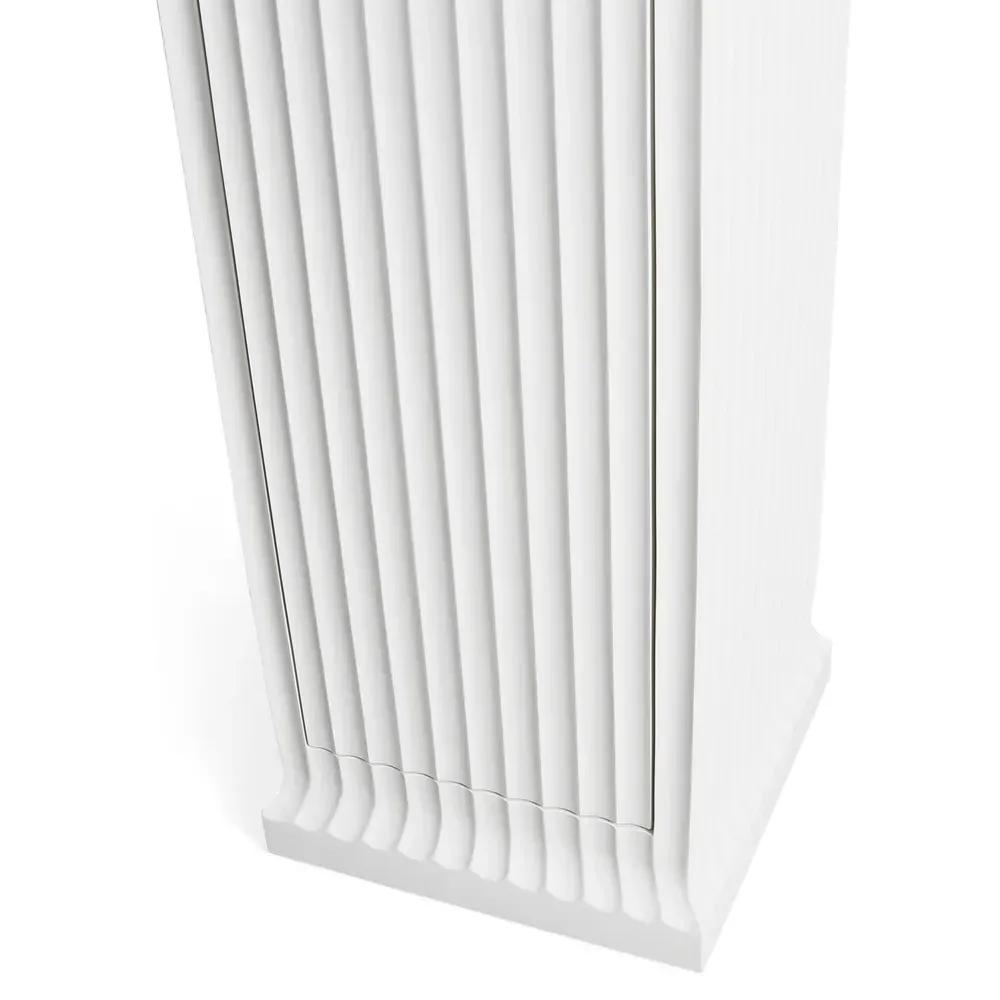 Emrys Fluted Storage Pedestal - Cream, Marble