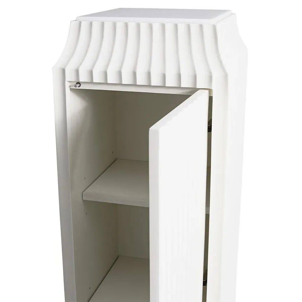 Emrys Fluted Storage Pedestal - Cream, Marble