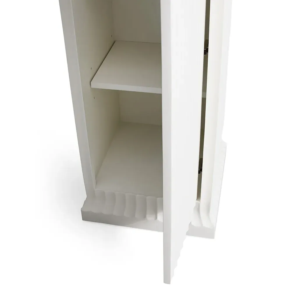 Emrys Fluted Storage Pedestal - Cream, Marble