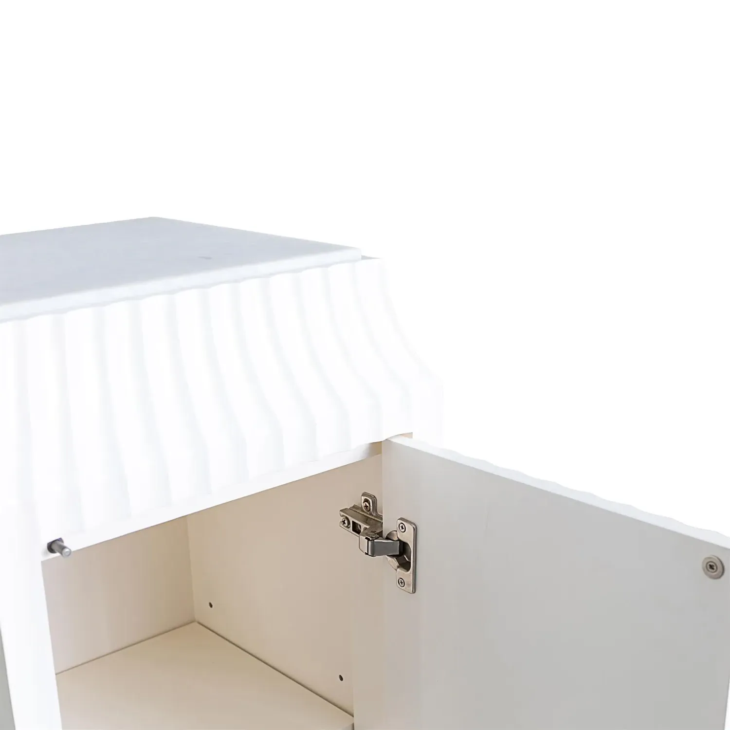 Emrys Fluted Storage Pedestal - Cream, Marble