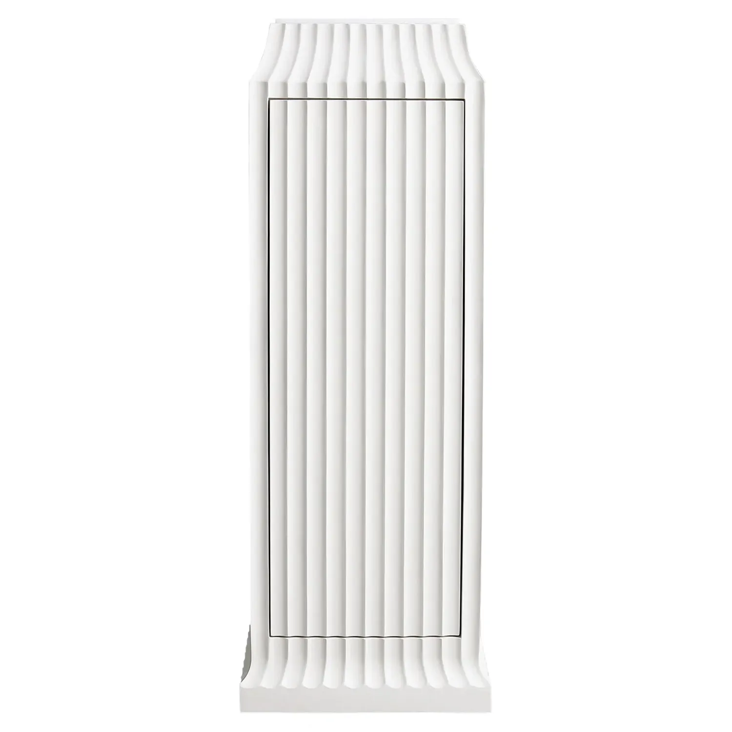 Emrys Fluted Storage Pedestal - Cream, Marble image