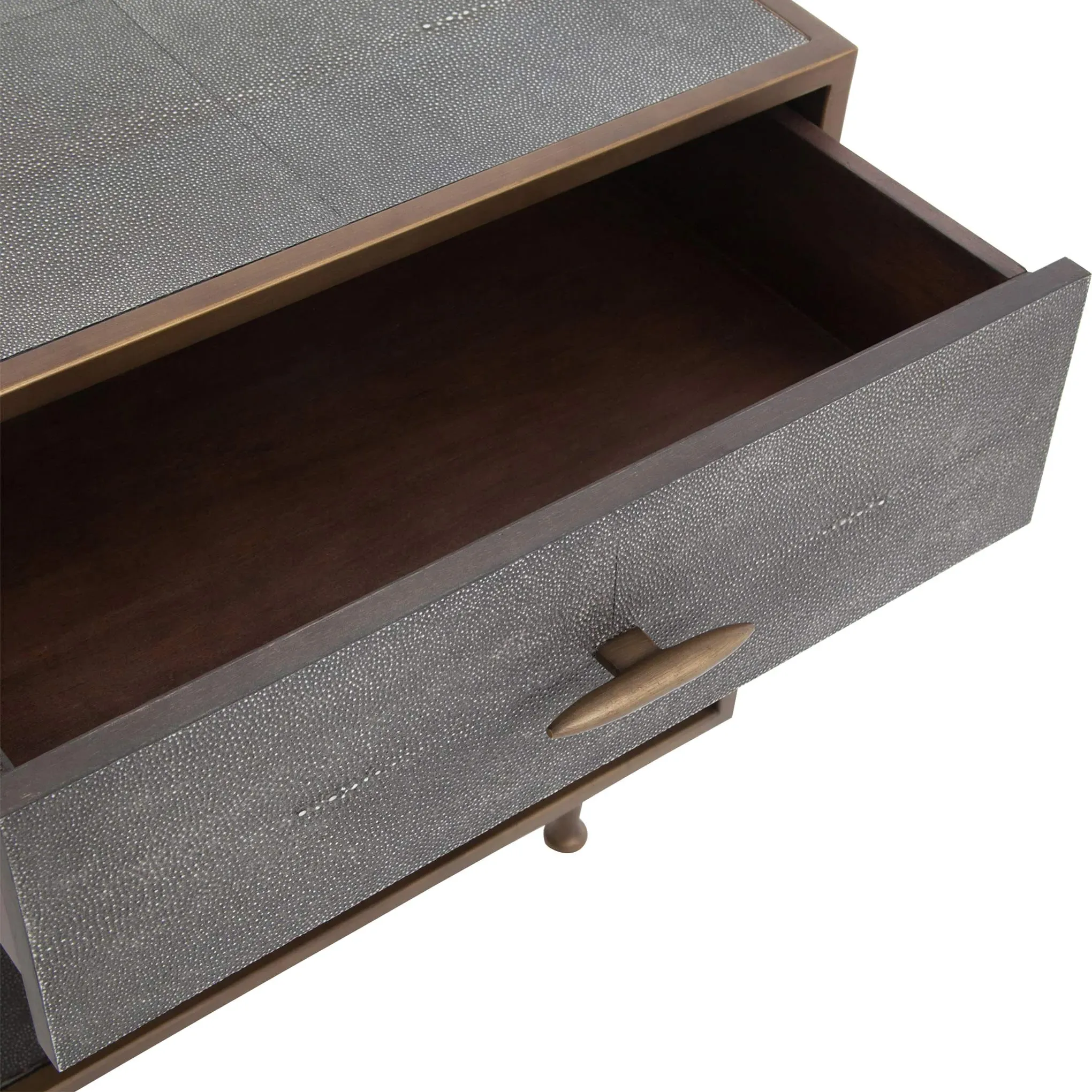 Ena Nightstand with Storage - Grey, Faux Shagreen