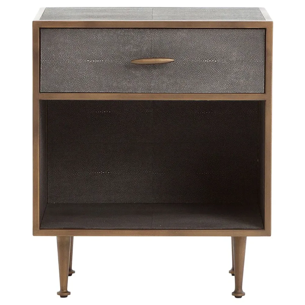 Ena Nightstand with Storage - Grey, Faux Shagreen image