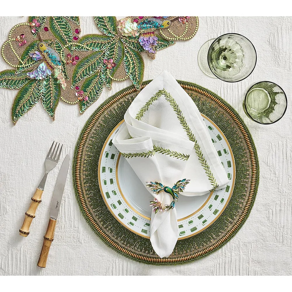 Enamor Glass Beaded Placemat Set of 4 - Green