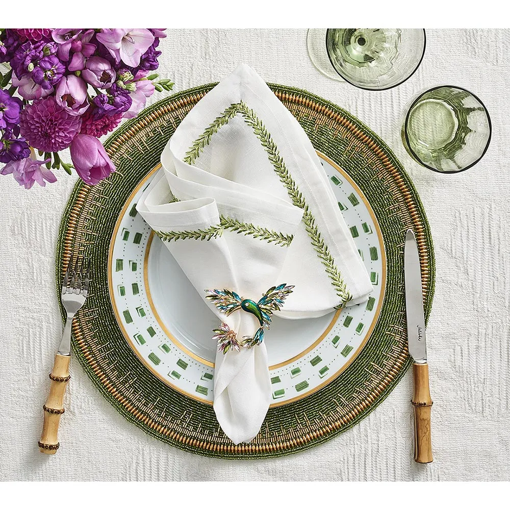 Enamor Glass Beaded Placemat Set of 4 - Green