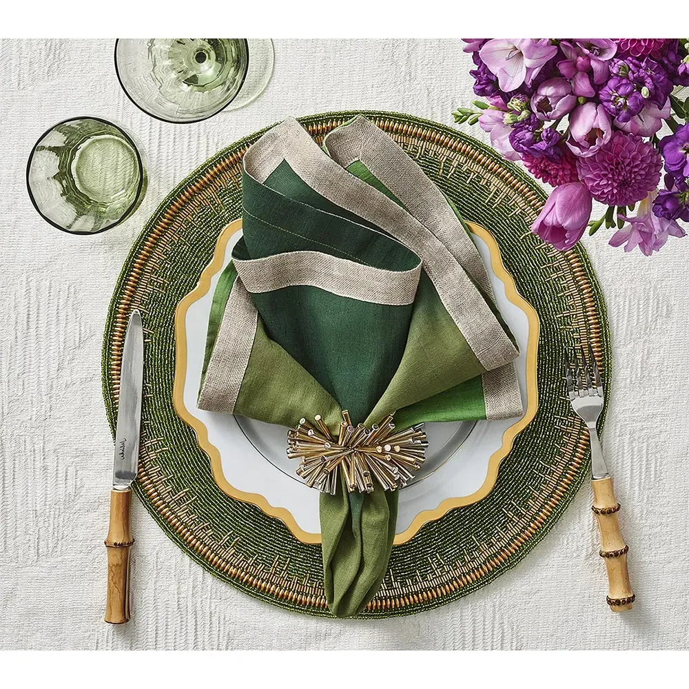 Enamor Glass Beaded Placemat Set of 4 - Green