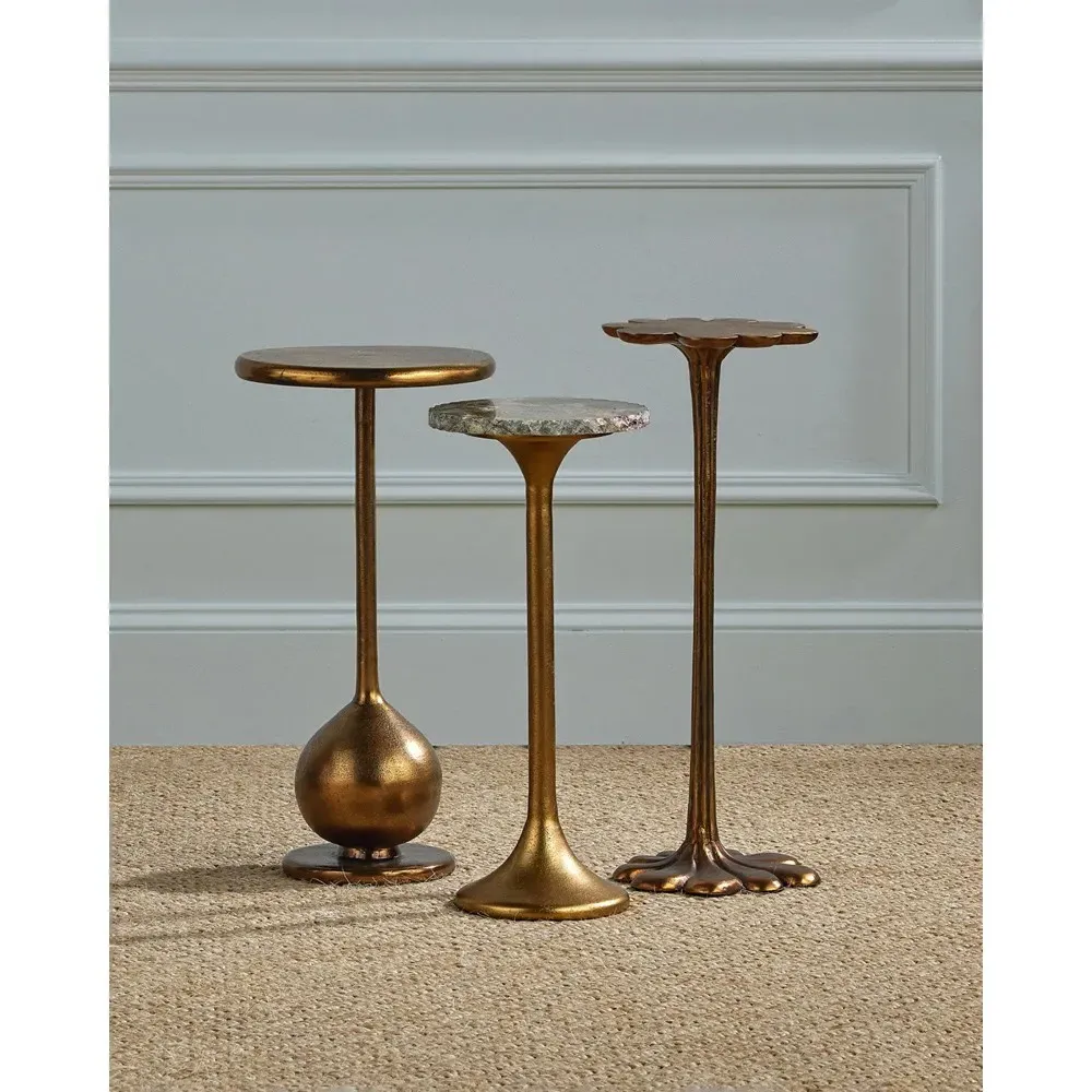 Endra Round Drink Table - Yellow-Gold, Cast Aluminum