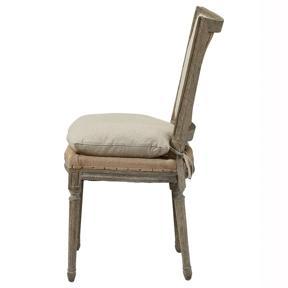 Ensley Side Chair with Nailhead Trim - Beige, Pine Wood