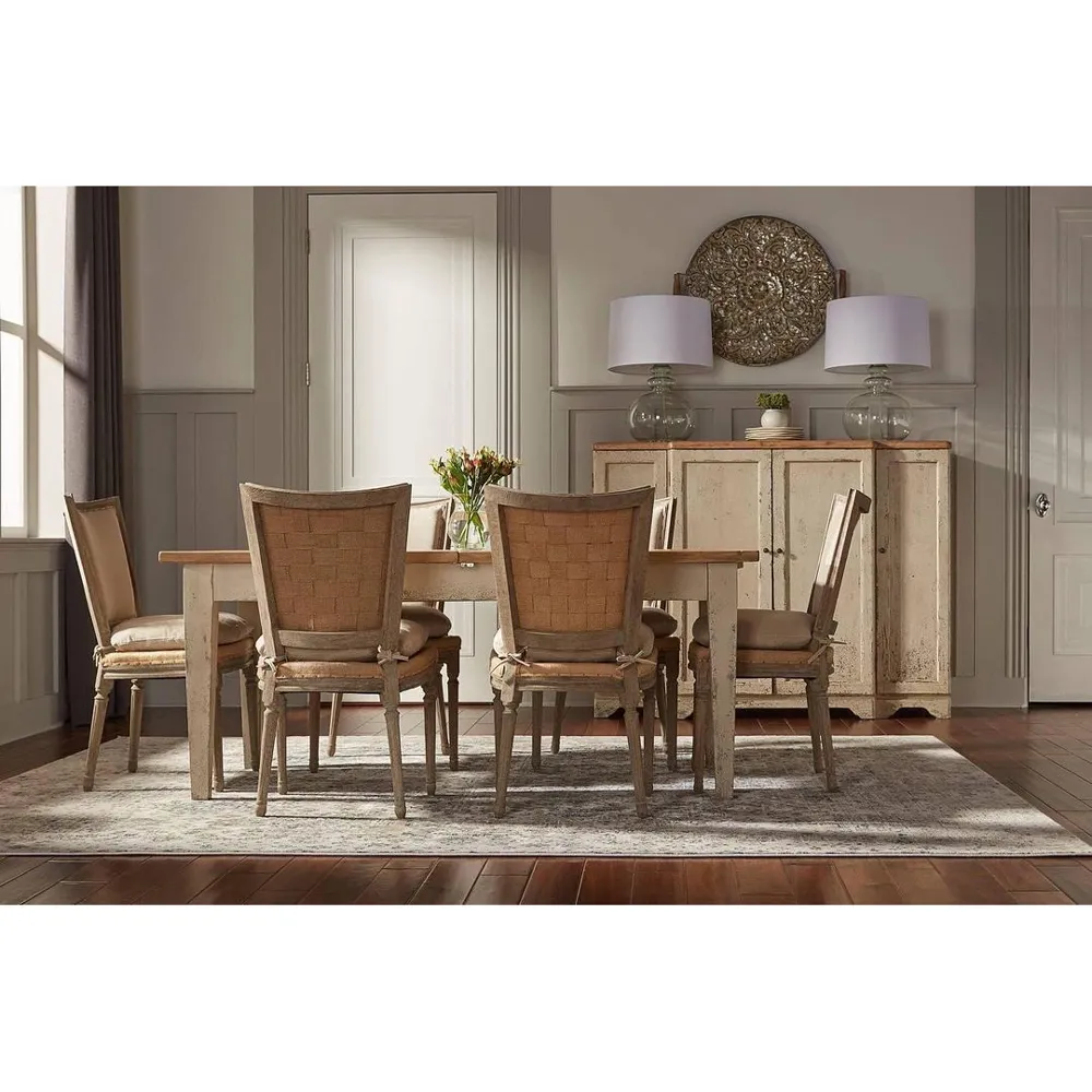 Ensley Side Chair with Nailhead Trim - Beige, Pine Wood