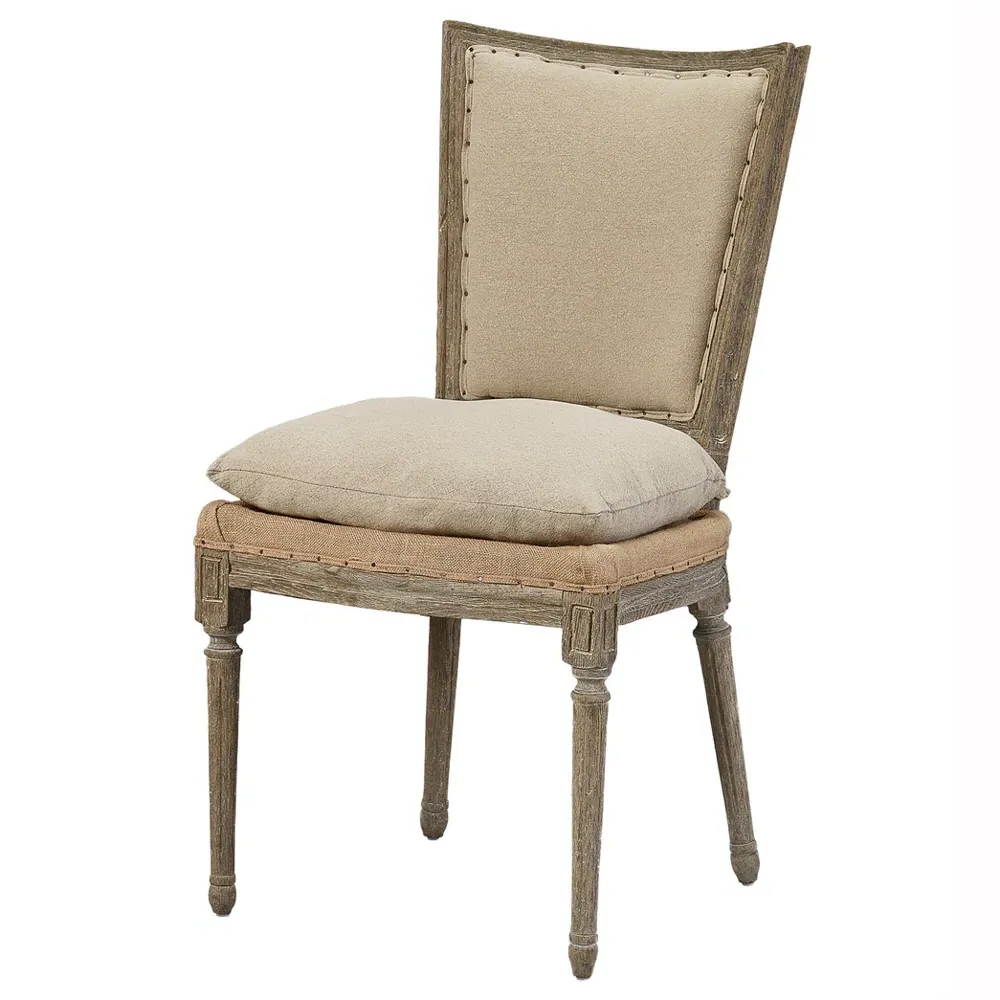 Ensley Side Chair with Nailhead Trim - Beige, Pine Wood image