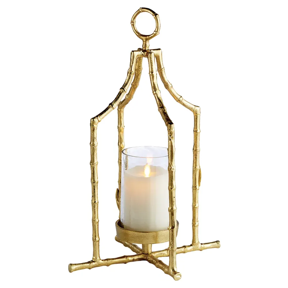 Enzo Bamboo Lantern - Gold, Metal