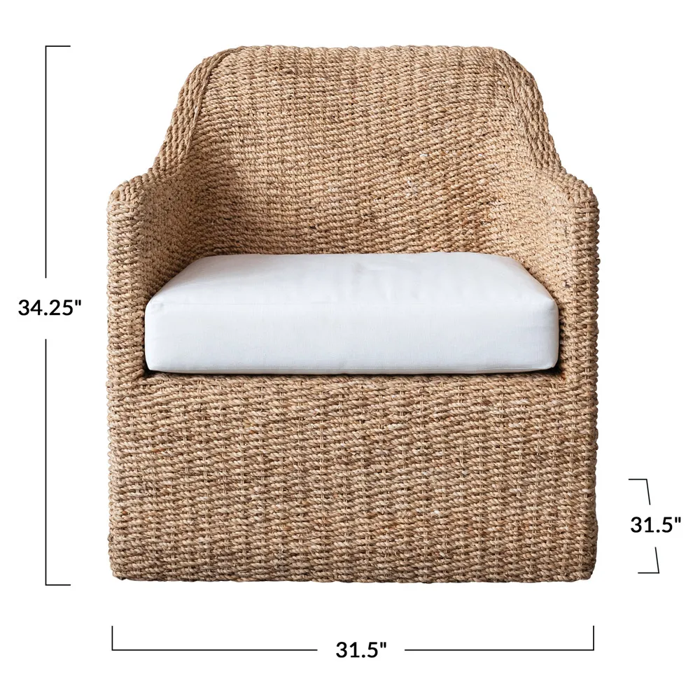 Enzo Woven Arm Chair - Brown, Water Hyacinth