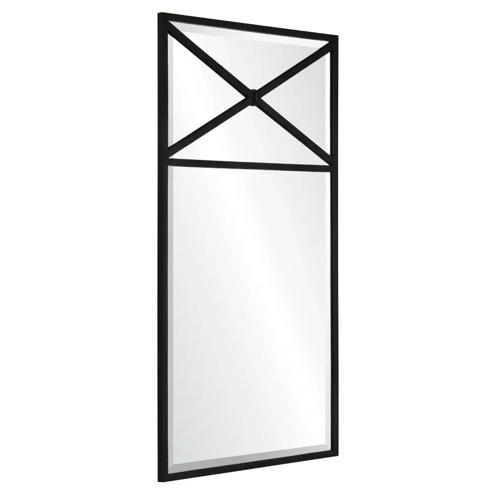Eric Wall Mirror with X Design - Dark Grey, Burnished Iron