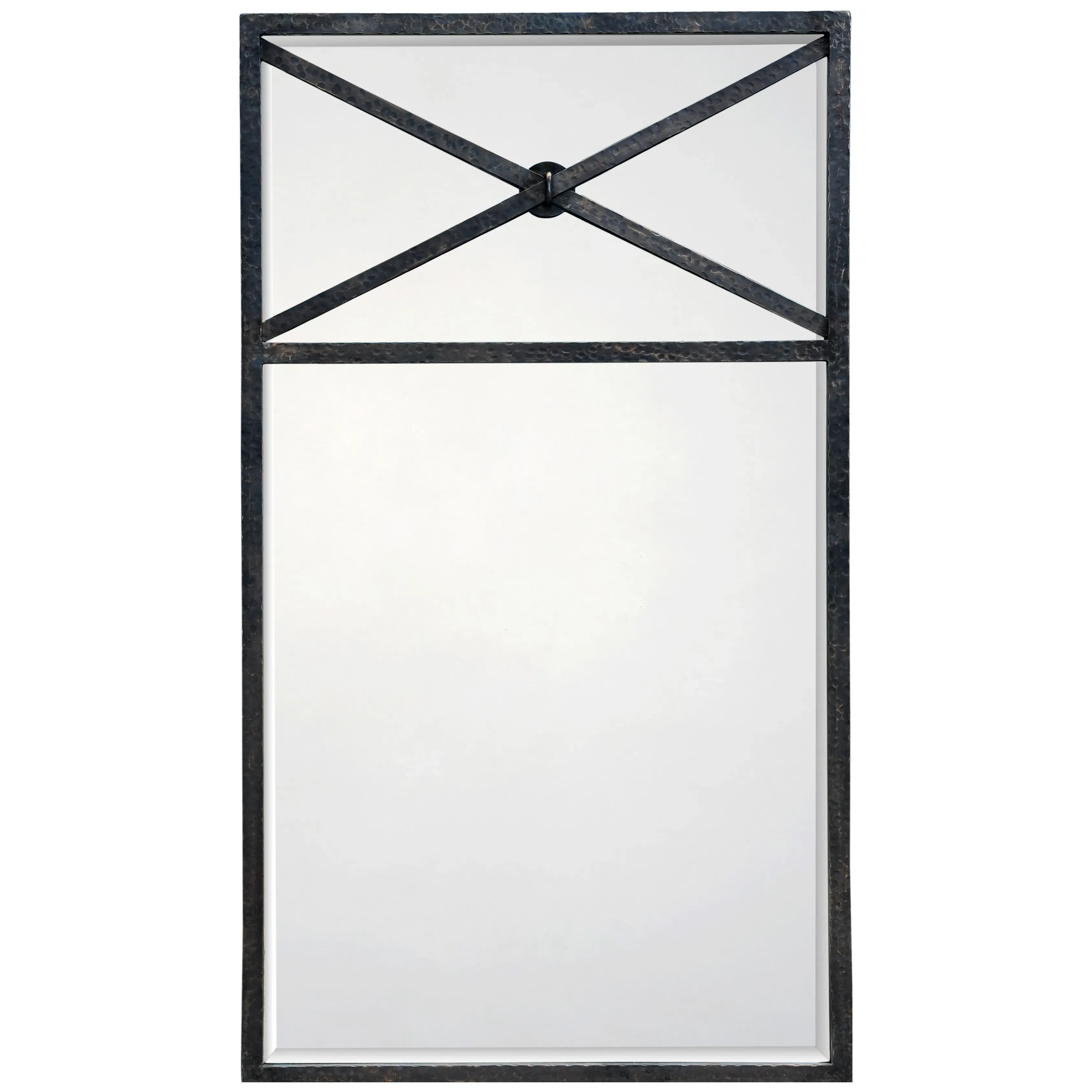 Eric Wall Mirror with X Design - Dark Grey, Burnished Iron image