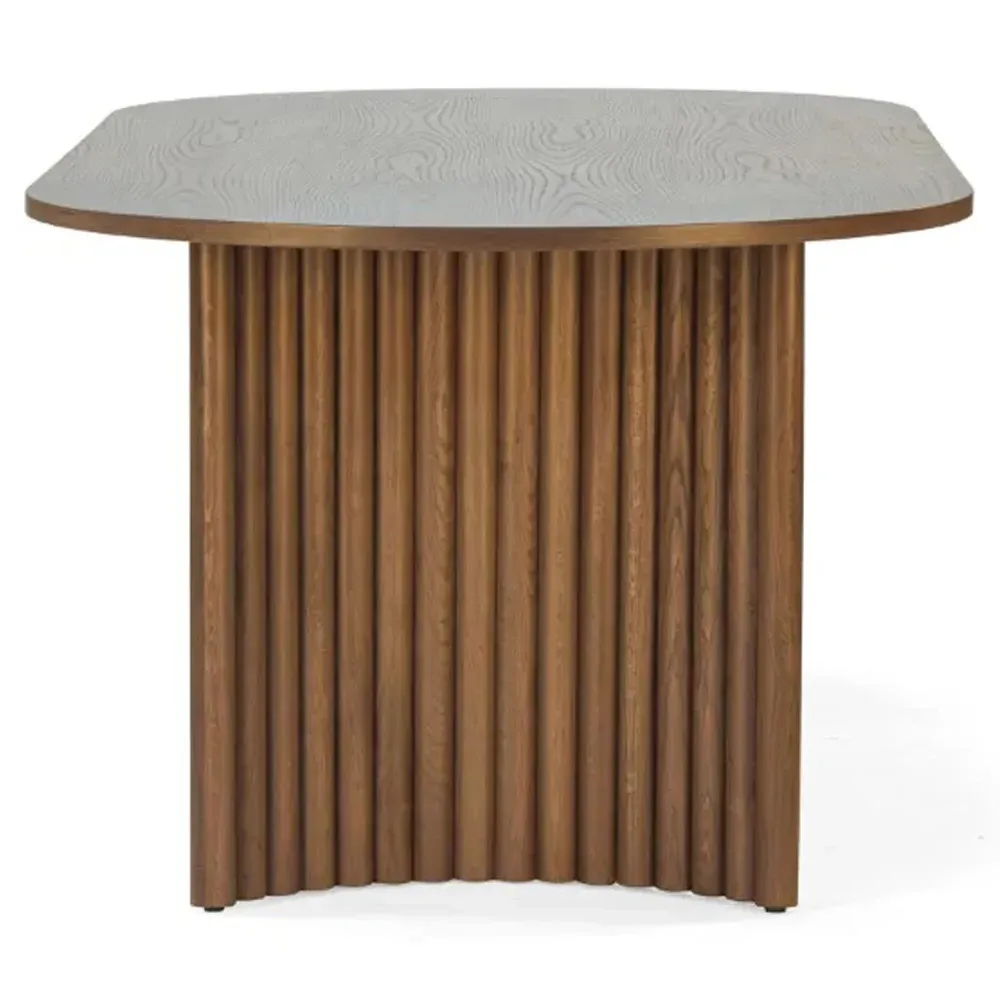 Erika Fluted Oval Dining Table - Brown, Oak